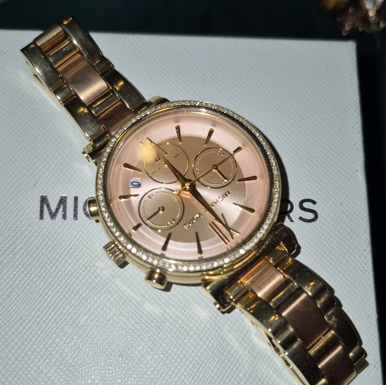 Michael Kors Rose Gold Tone Chronograph Date Quartz 39mm Stainless Bracelet