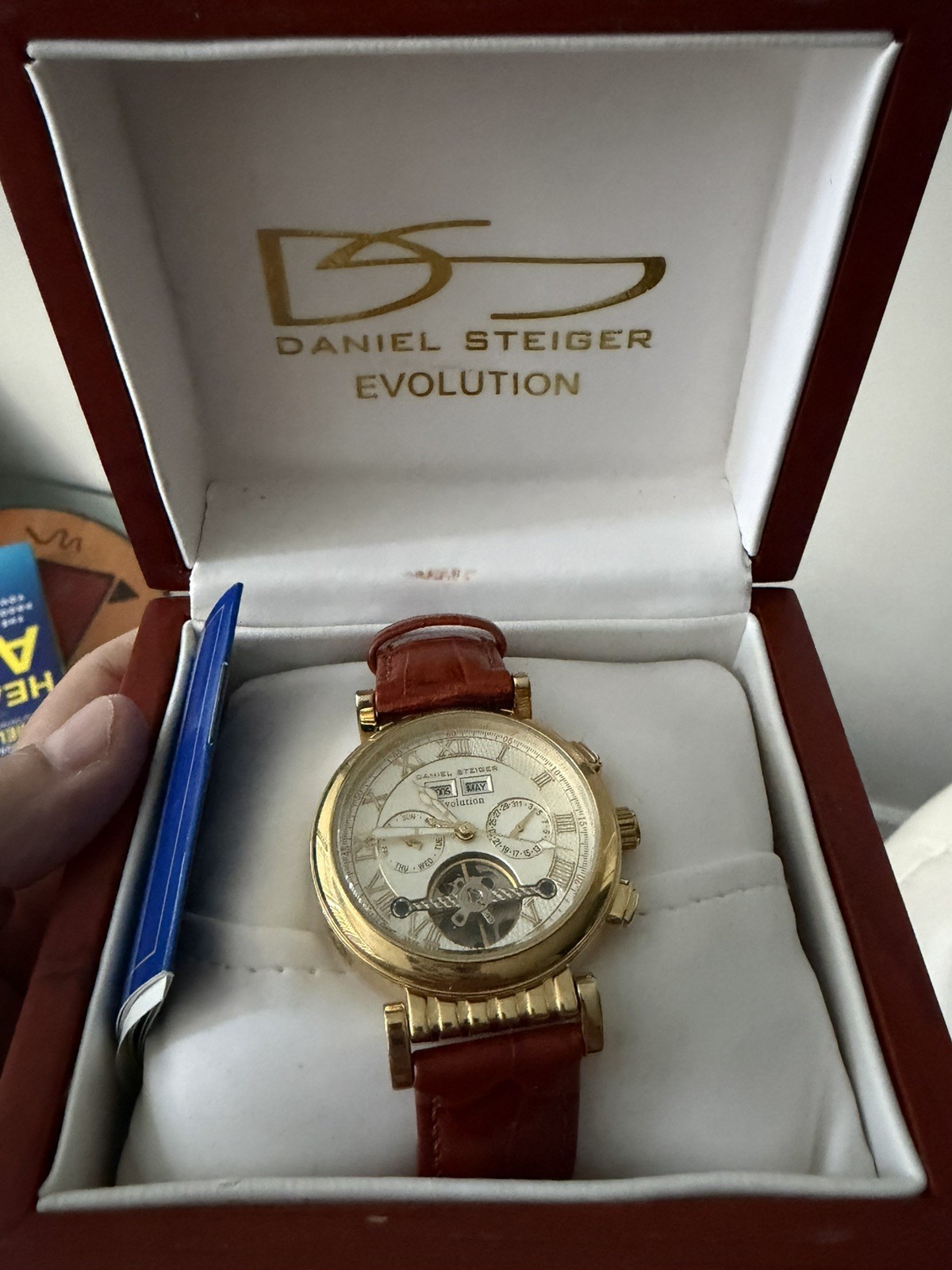 18k GP Daniel Steiger Evolution Automatic skeleton watch