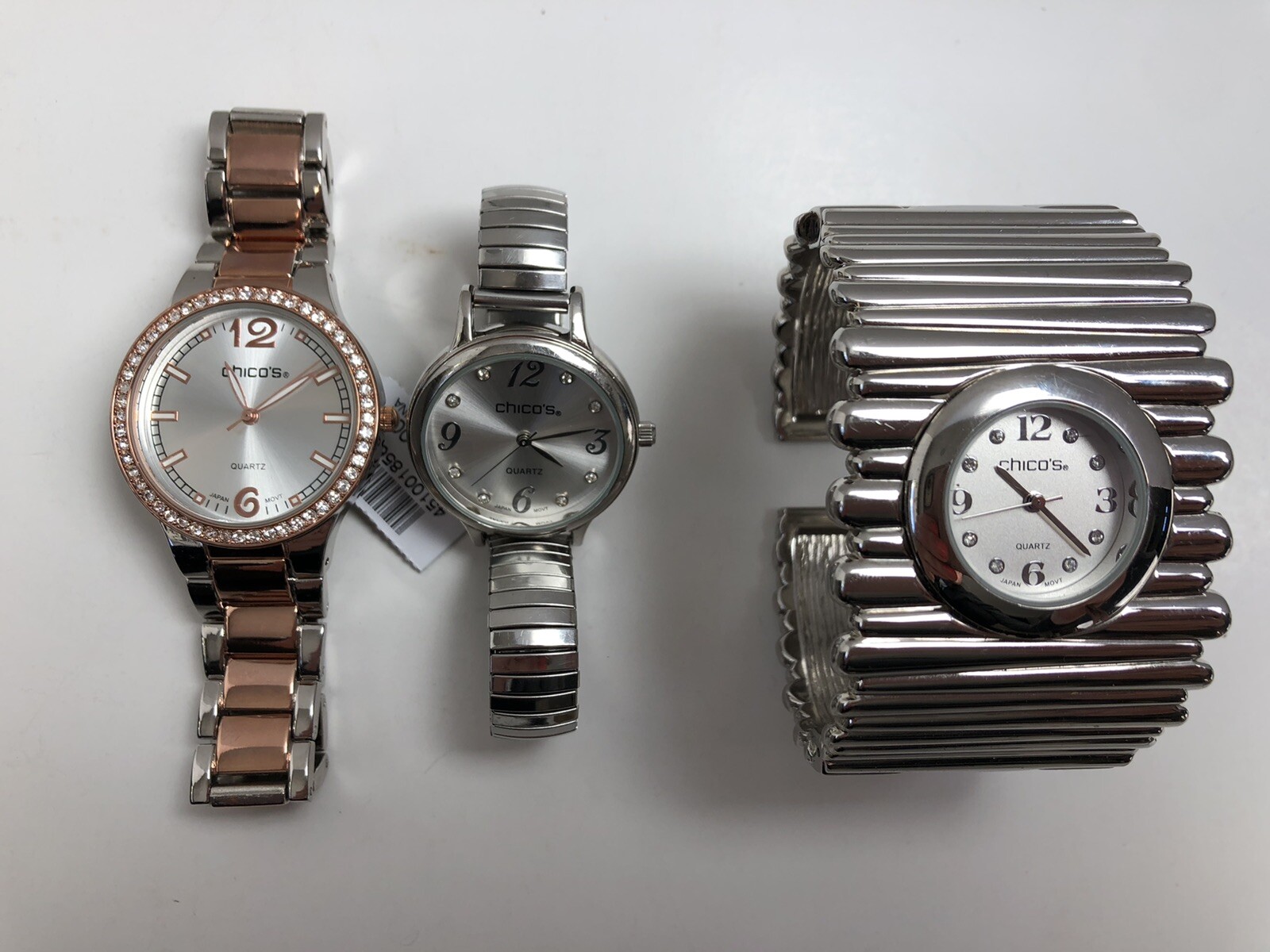 Lot of 9 Women’s Watches CHICOS Fossil BONETTO Timex WILSON Bezel CUFF Stretch