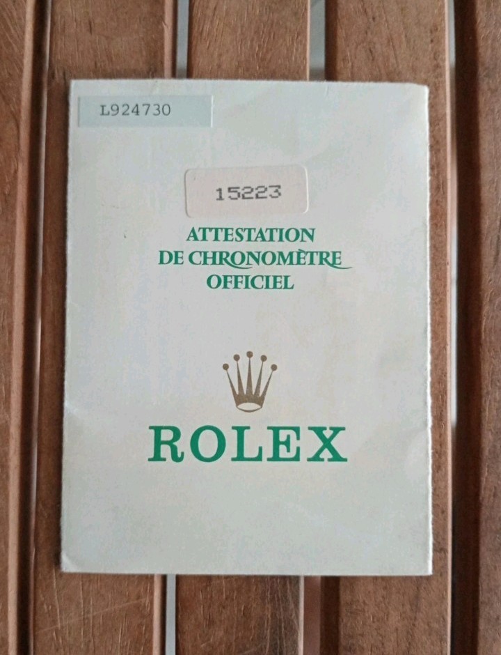 Rolex Booklet Ref. 15223 / Certificate / Original Paper L924xxx Series ’89 USED