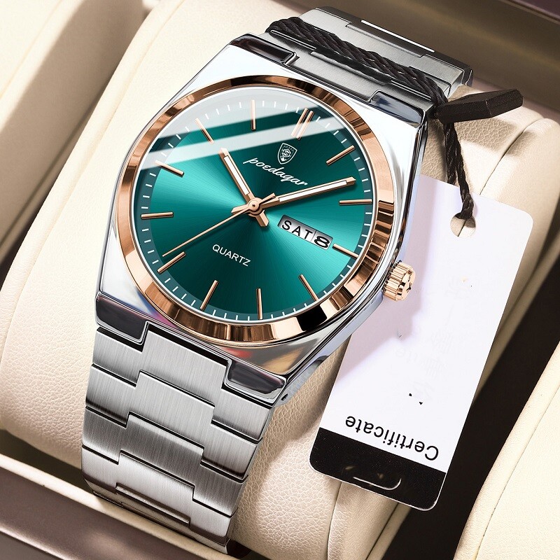 POEDAGAR Fashion Men’s Watch Waterproof Luminous Stainless Quartz Watches