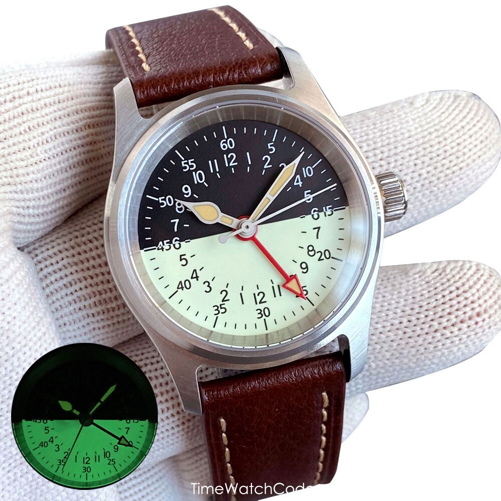 GMT Watch for Men NH34 Automatic Movt Pilot Waterproof Sapphire Luminous 36mm