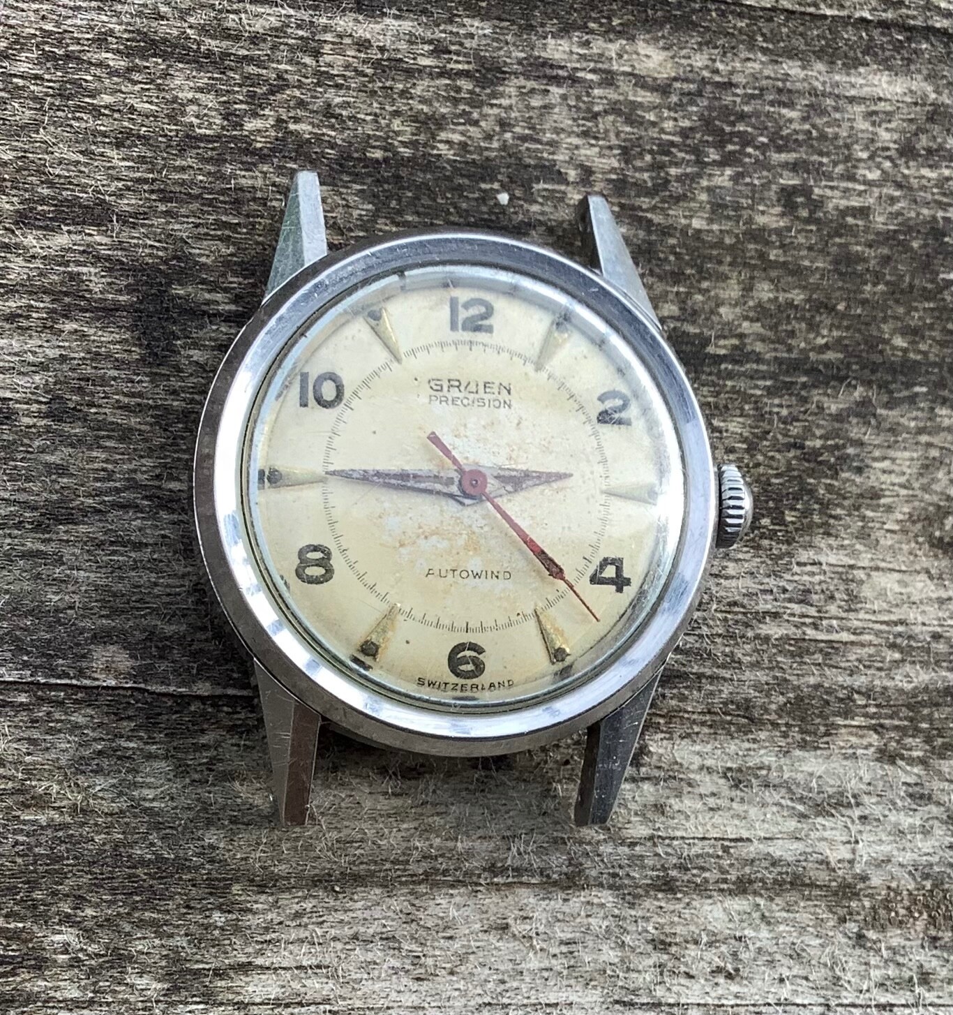 Vintage Gruen Autowind Watch 790 SS Stainless Steel Round Case Movement 6-6887