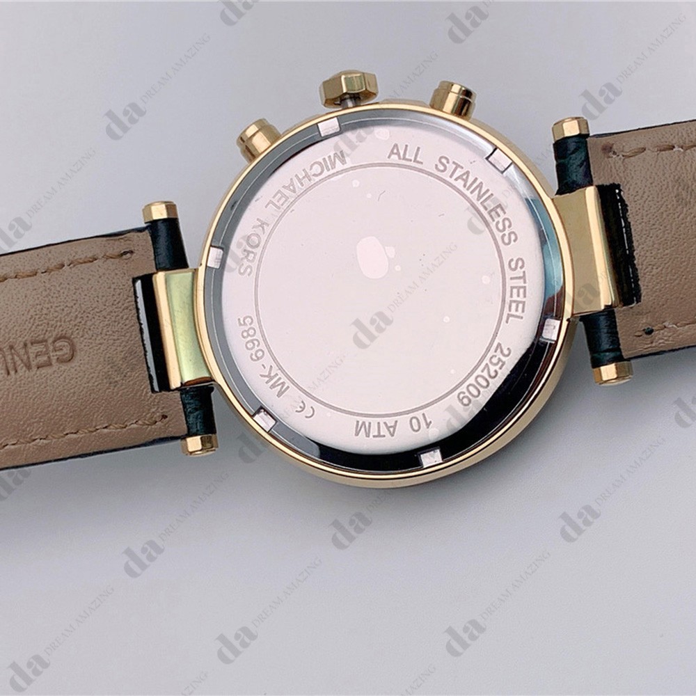 New Michael Kors MK6985 Parker Leather Strap Green Dial Quartz Women’s Watch