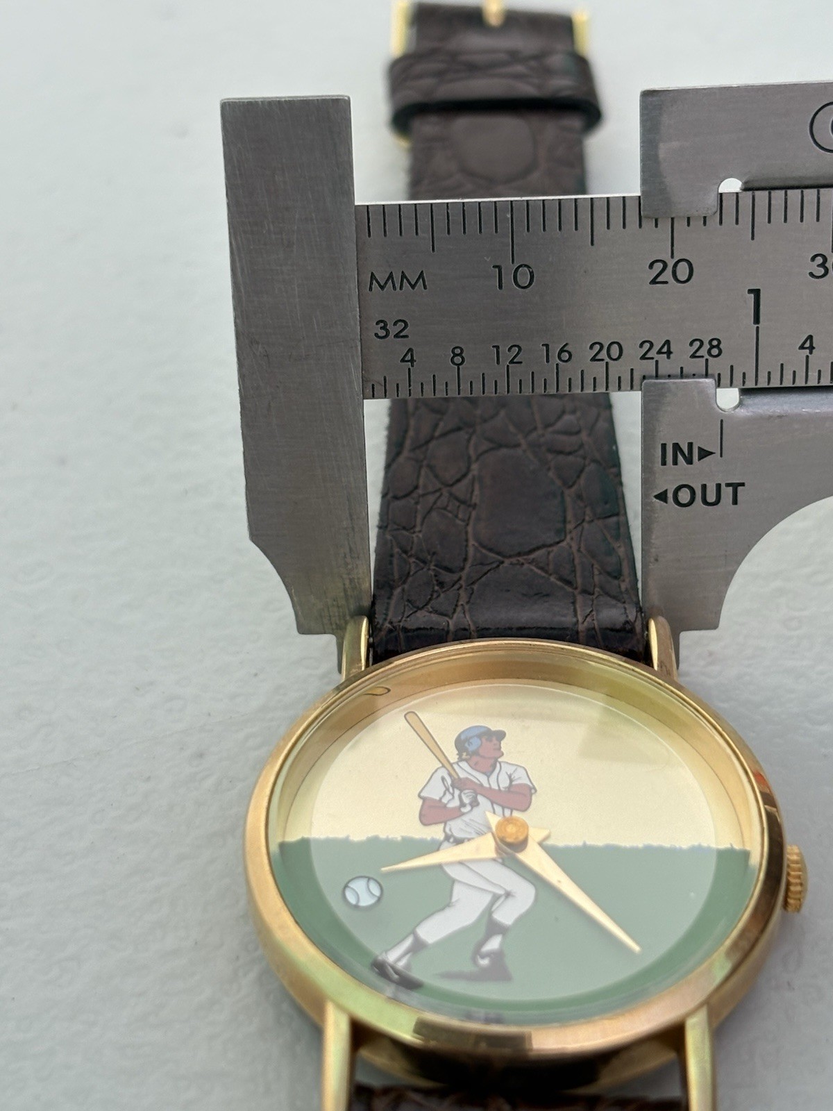Vintage 1980s Baseball Mystery Dial Watch Moving Ball Second Hand Quartz Novelty