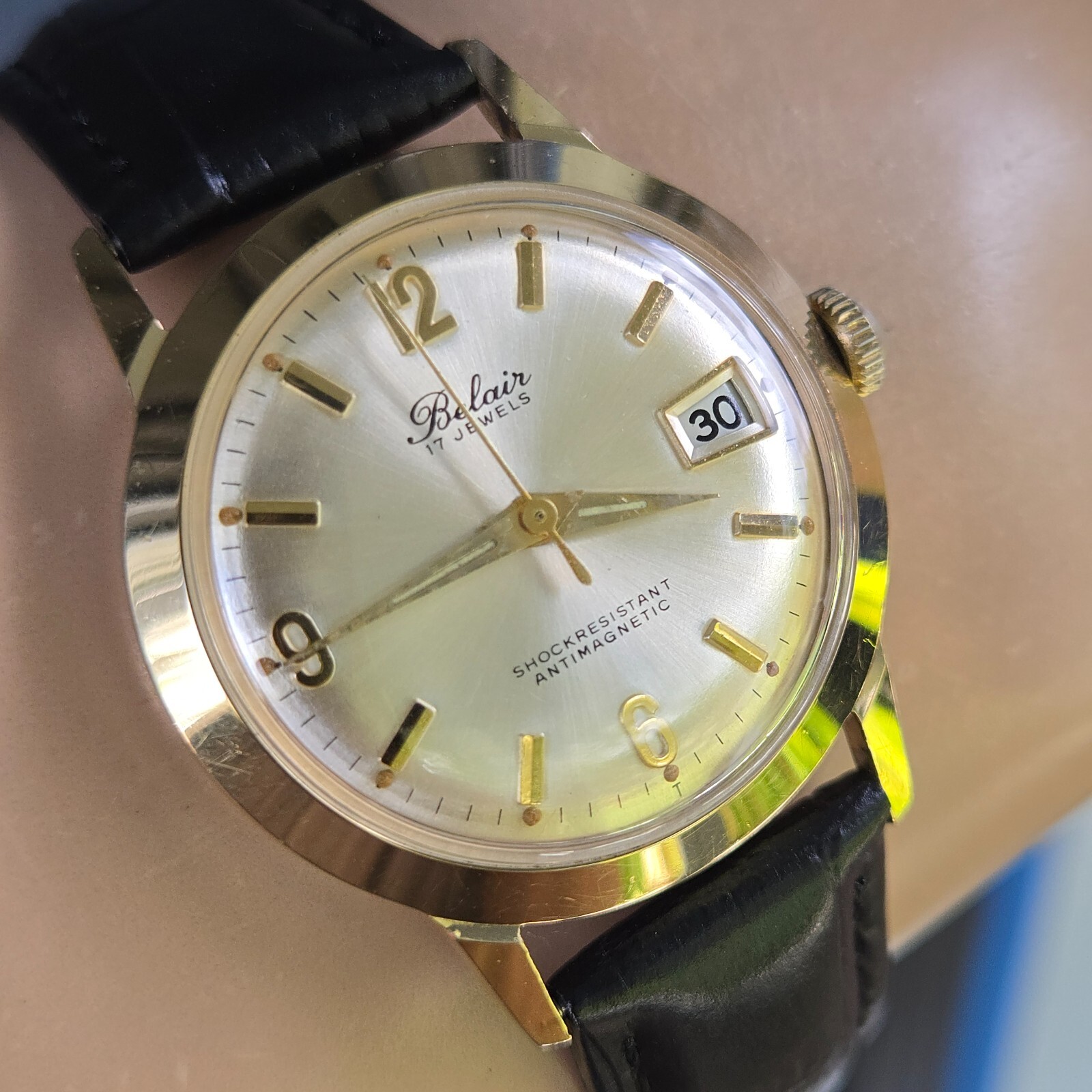 Vintage BELAIR men’s manual wind watch France Lorsa P75 17Jewels DATE 1960s