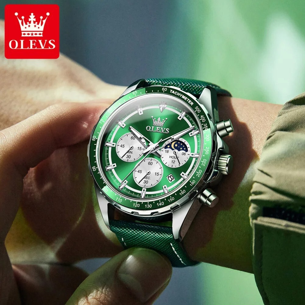 Waterproof Quartz Watch Men’s OLEVS Luminous Luxury Leather Men Business Strap