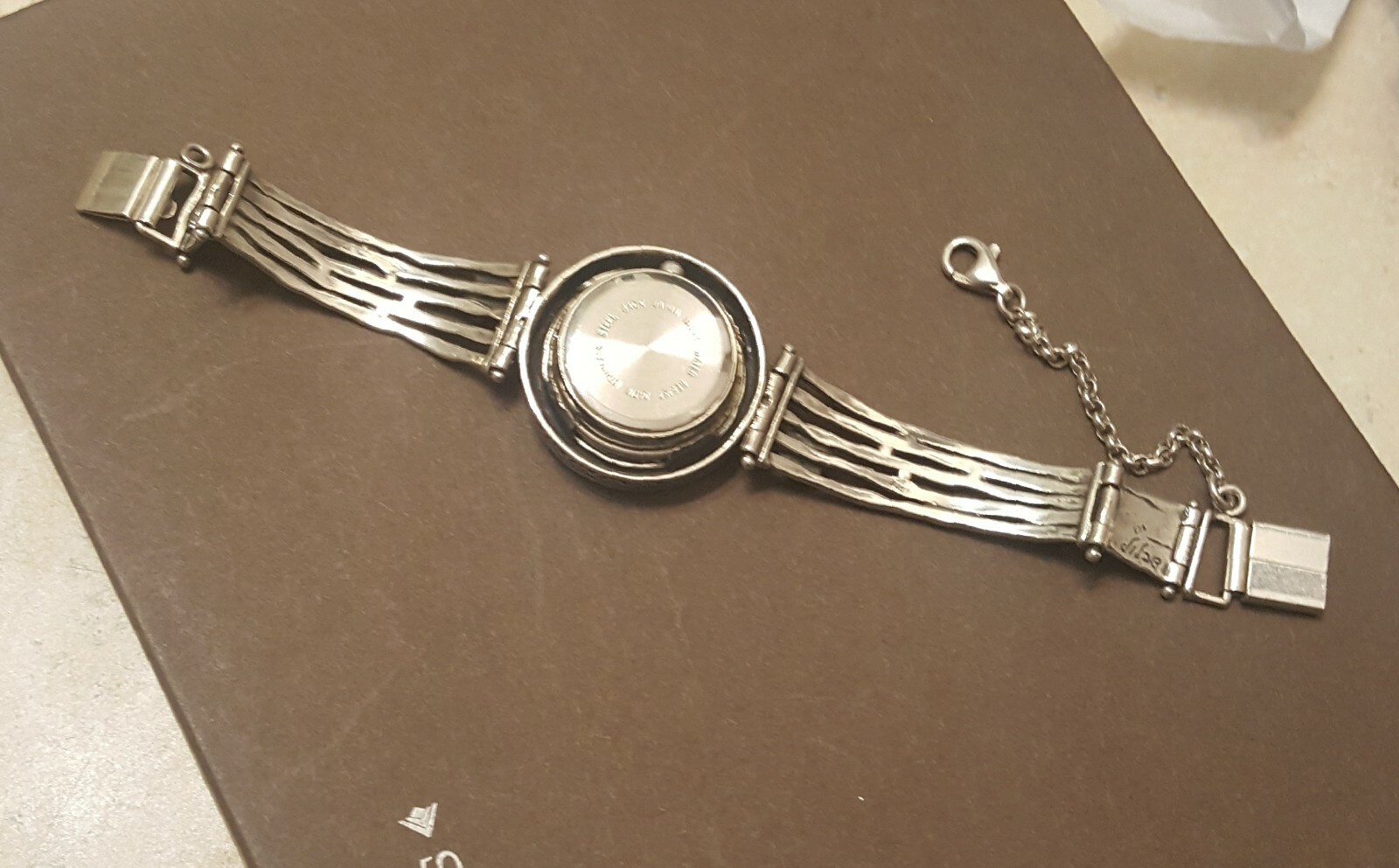 Silpada Sterling silver Round Hammered Pearl Flower Ladies Quartz Watch T1315