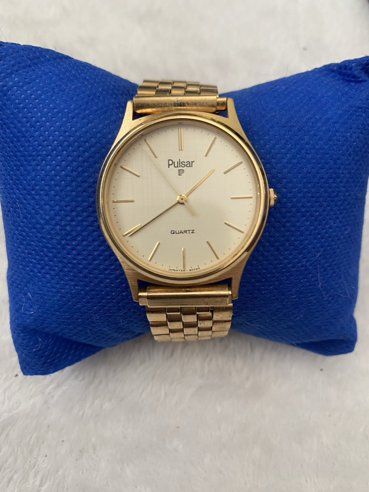 Vintage Pulsar 551-8009R Quartz Dress Watch Gold Tone Japan Runs New Battery