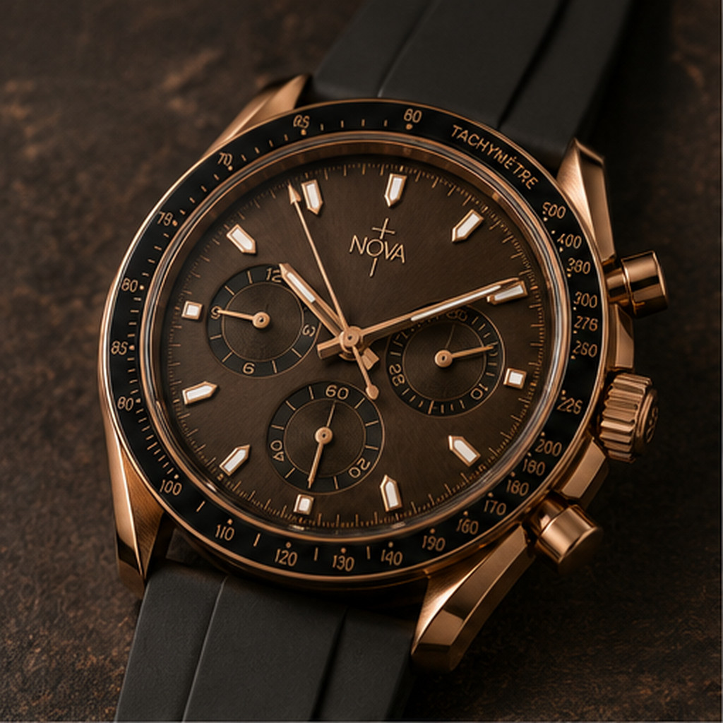 Nova Christian Ember Crown Custom Watch Brown Rose Gold 42mm