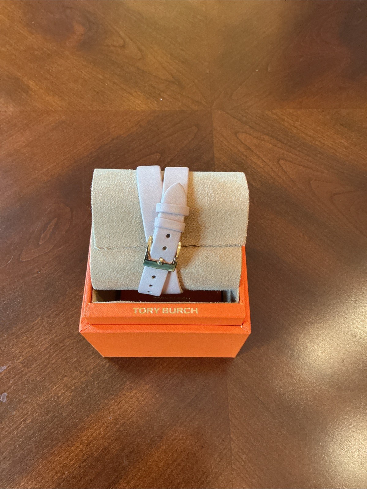 NEW Tory Burch Gold Small Reva Nude Leather Double Wrap Watch TBW4030 Logo
