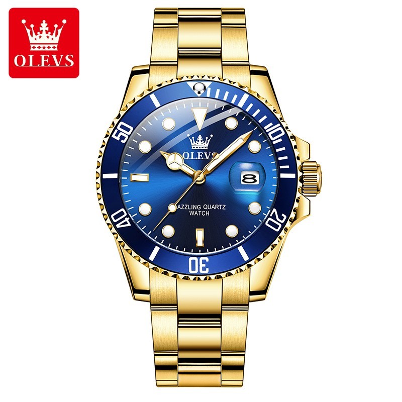 OLEVS Men’s Quartz Watch Stainless Steel Band Waterproof Luminous Wristwatch