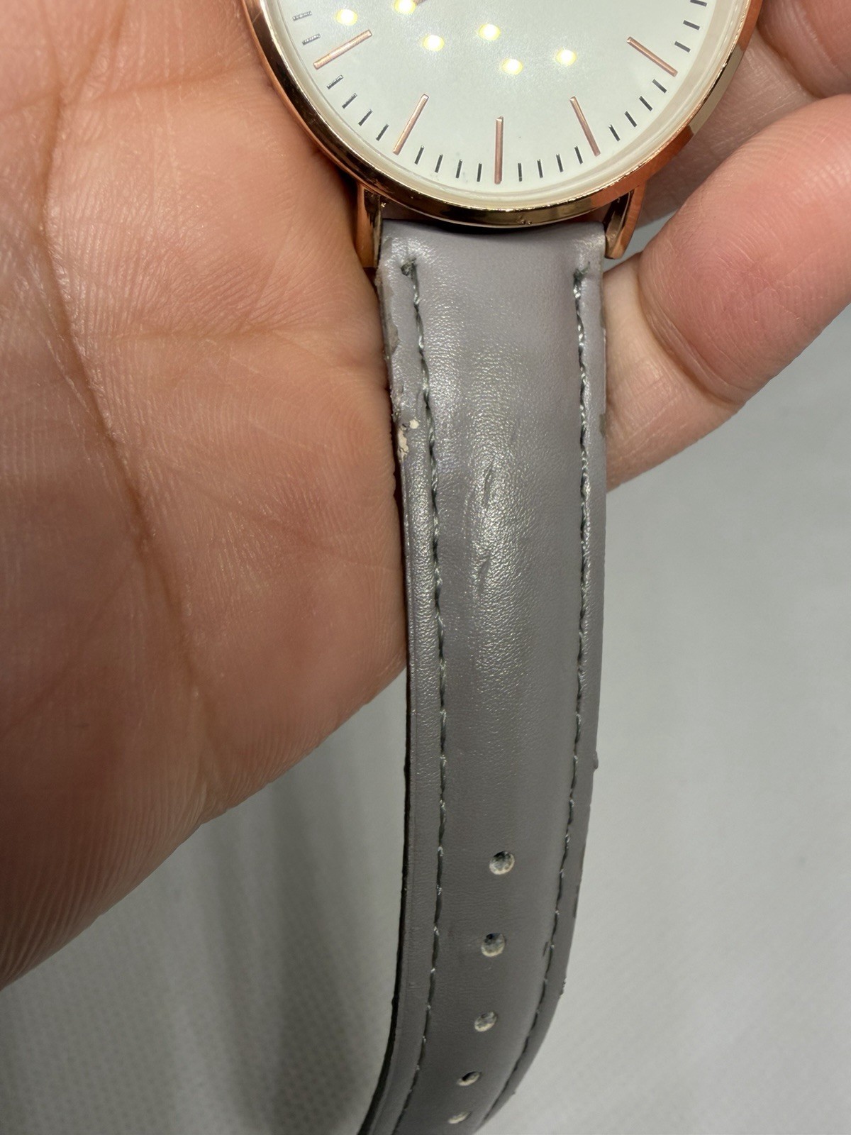 ROSEFIELD AMS | NYC Women’s Quartz Analog Watch White Dial Gray Leather Strap