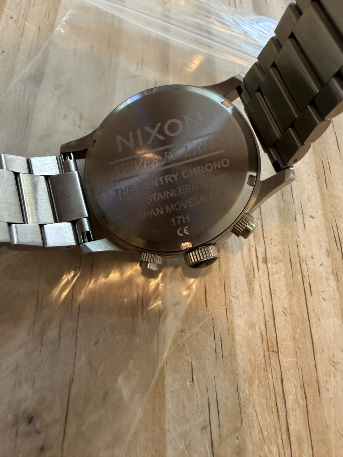 Nixon The Sentry Chrono SS Analog Watch Silver w/ Black 17H Japanese Movement