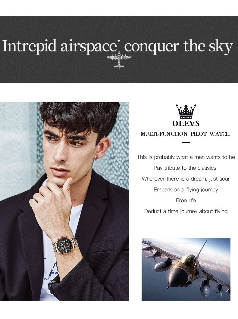 OLEVS 2869 Fashion Wrist Casual Quartz Luminous Multifunctional Business Watch