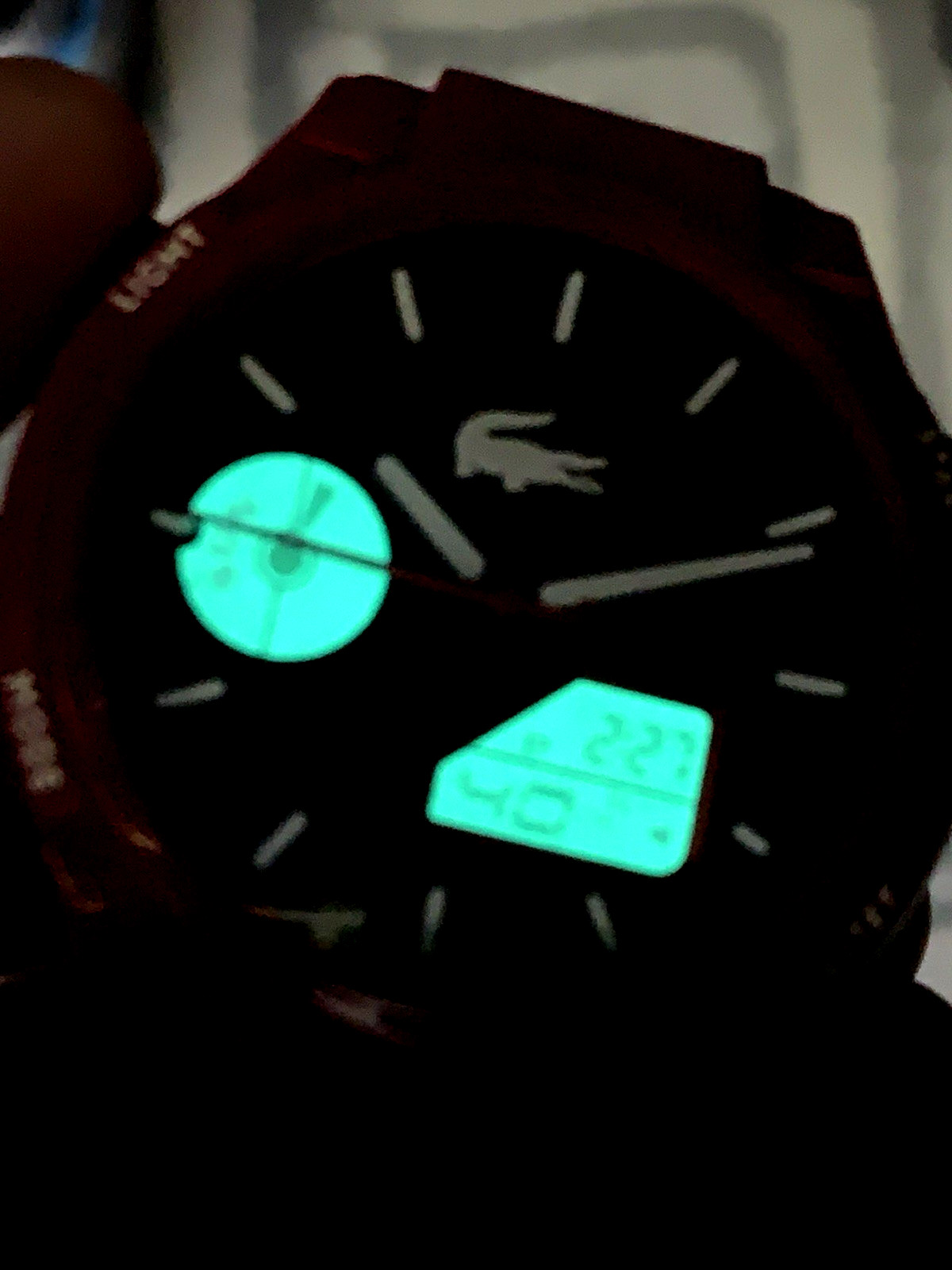 Lacoste Men’s Watch 2011368 Quartz Analog Digital LC33 Red Dial Rubber Band 45mm