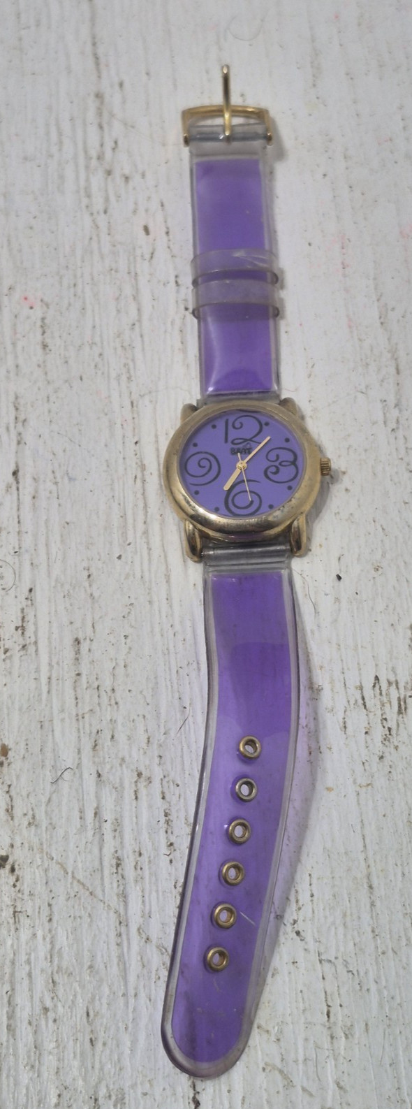 VTG Y2K BRAT Womens Teen Girl Wristwatch Retro Style Fashion Purple Face Big #