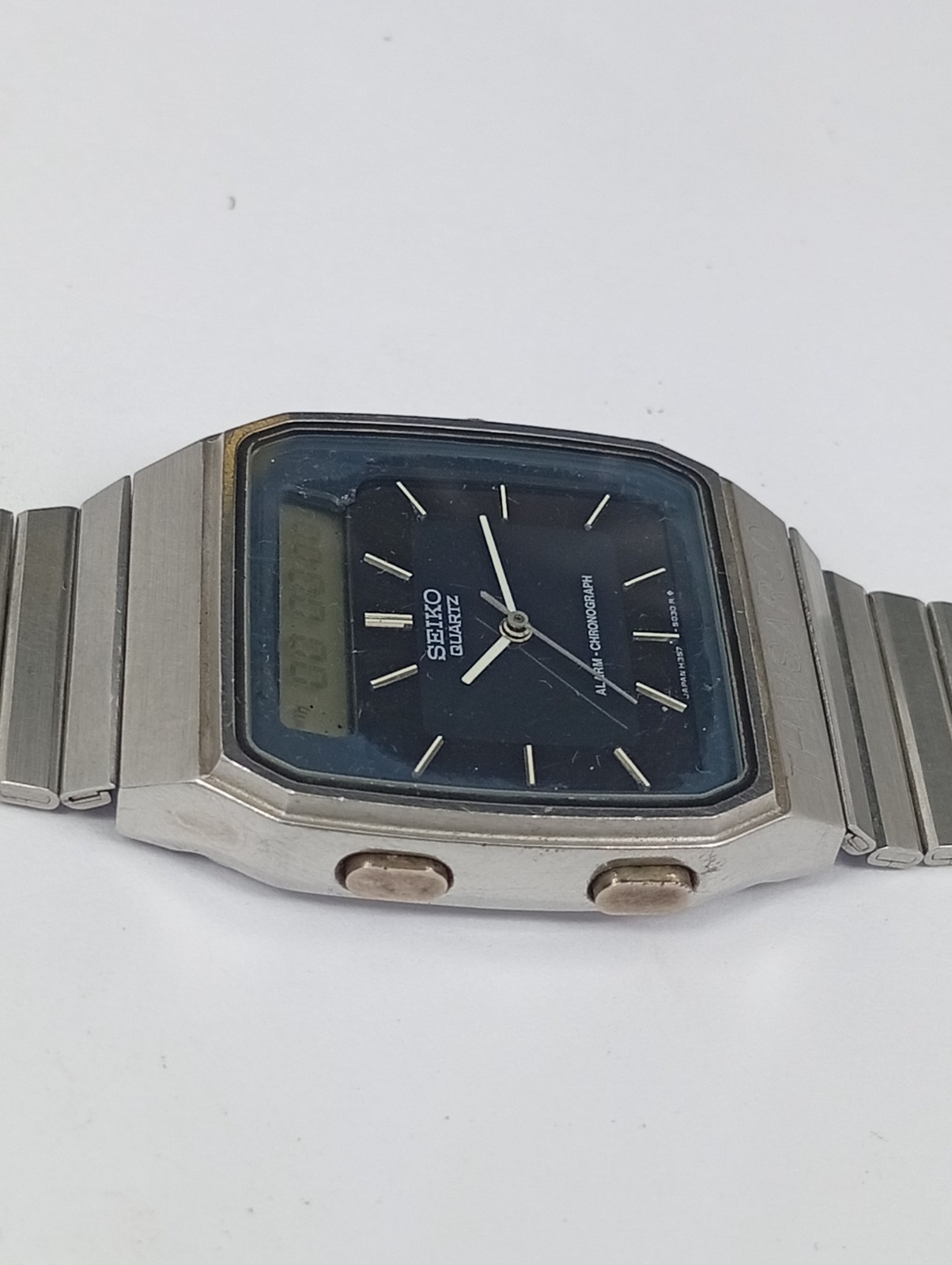Seiko H357-500B Ana-Digi Alarm Chronograph Blue Dial August 1980 Fully Working