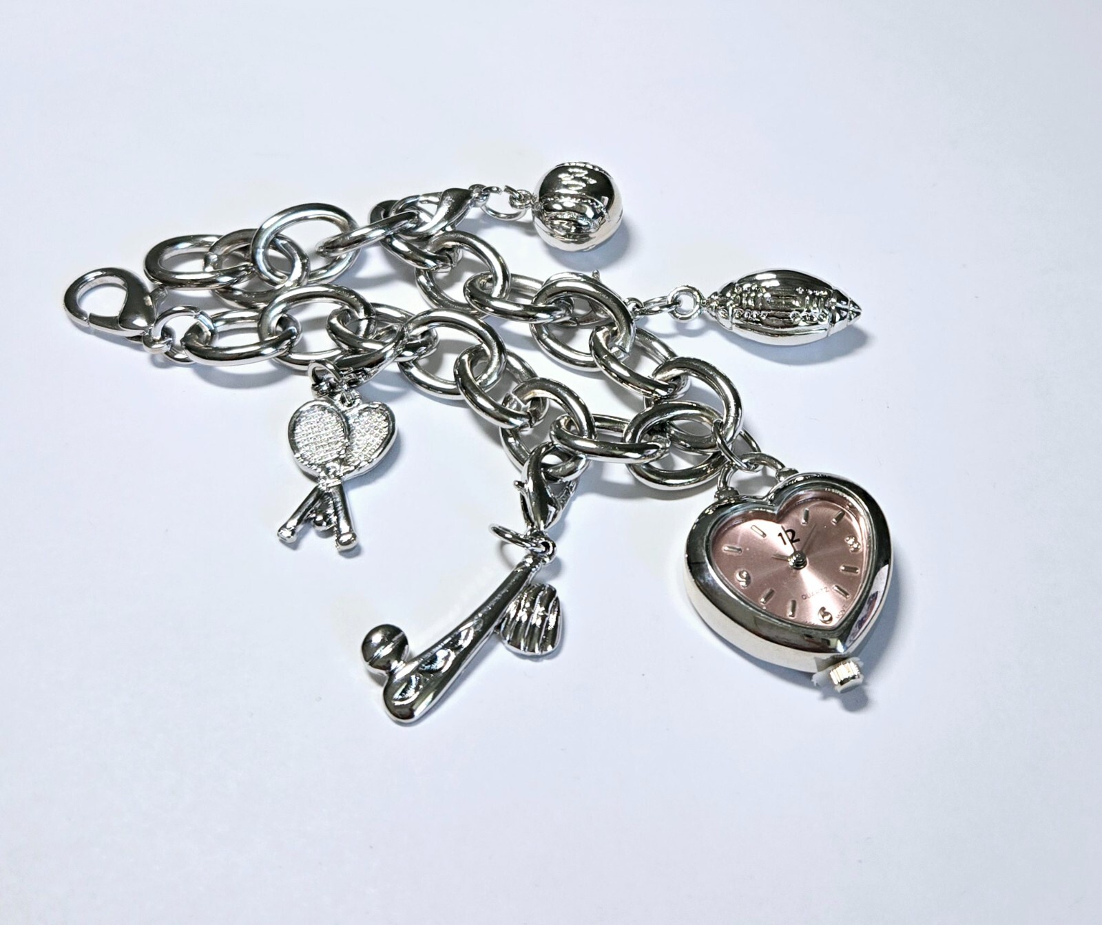 Chain Watch for Womens Sports Tennis Football Baseball Heart Watch PINK sports
