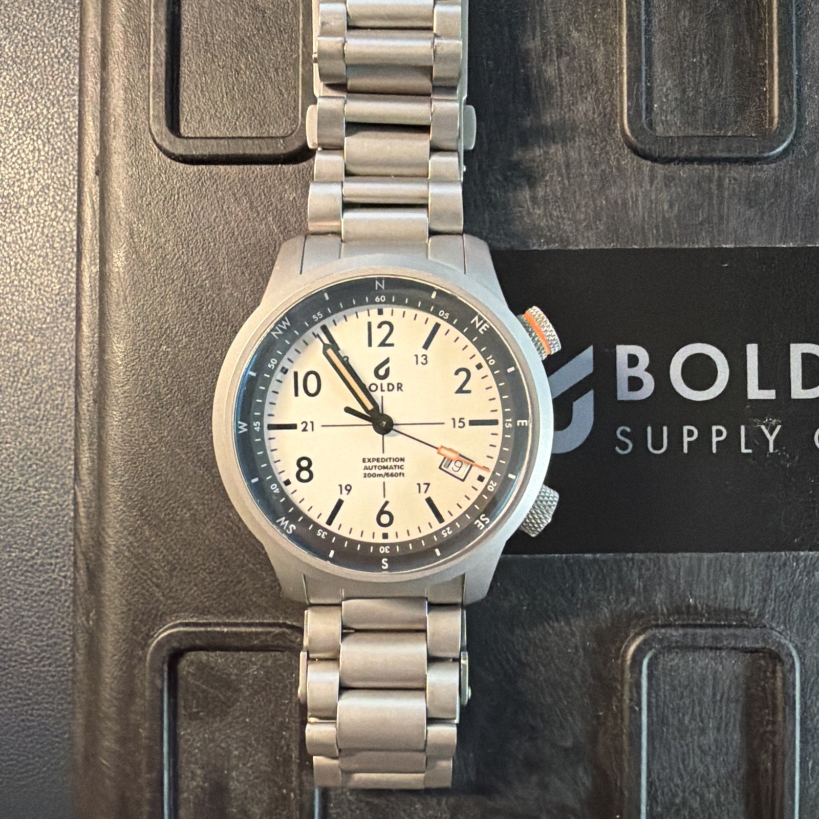 Boldr Expedition I White Sands Field Watch Automatic SW2001 Titanium Bracelet