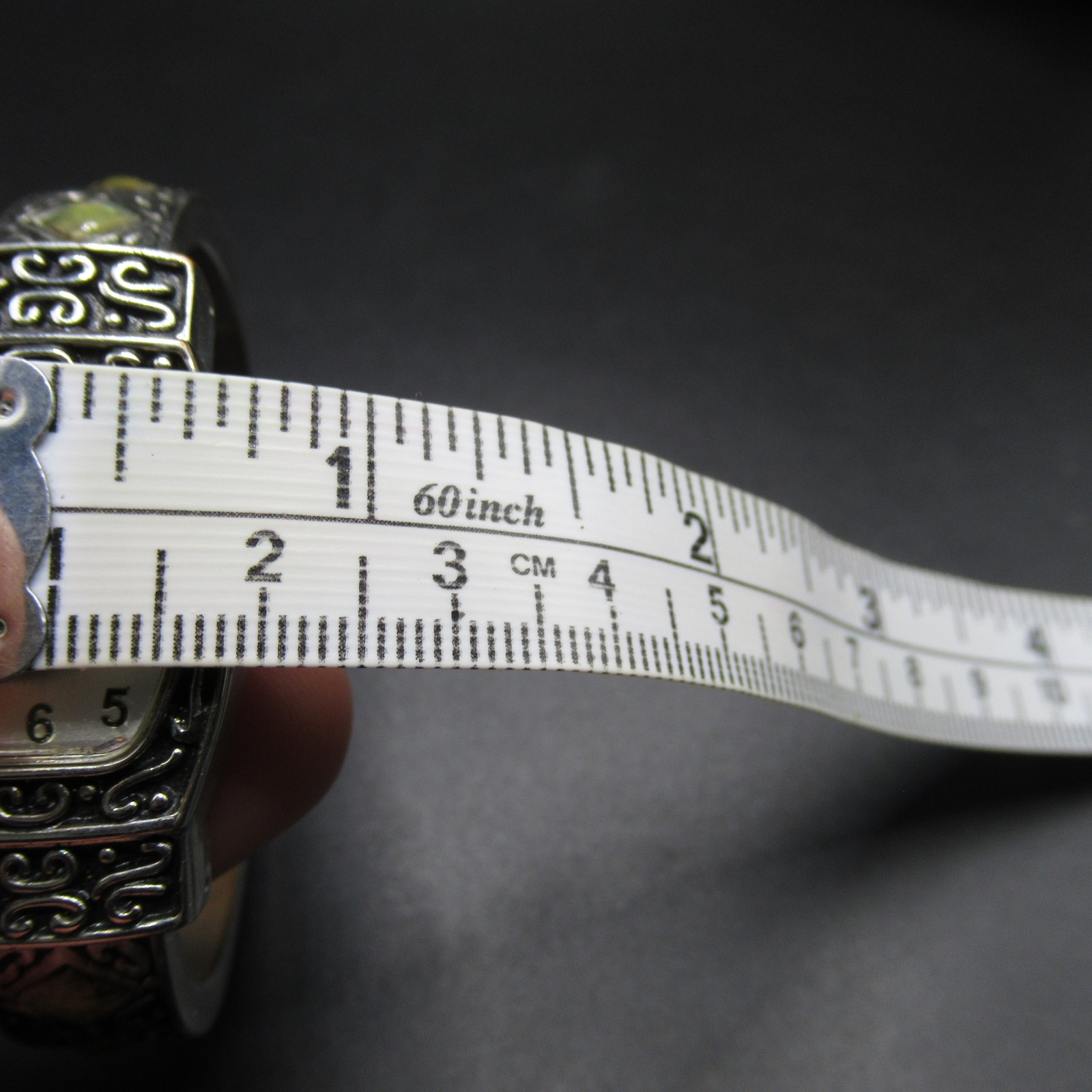 M.Z. Berger Women’s Silver Tone Bangle Cuff Watch Quartz Ornate Etched Design