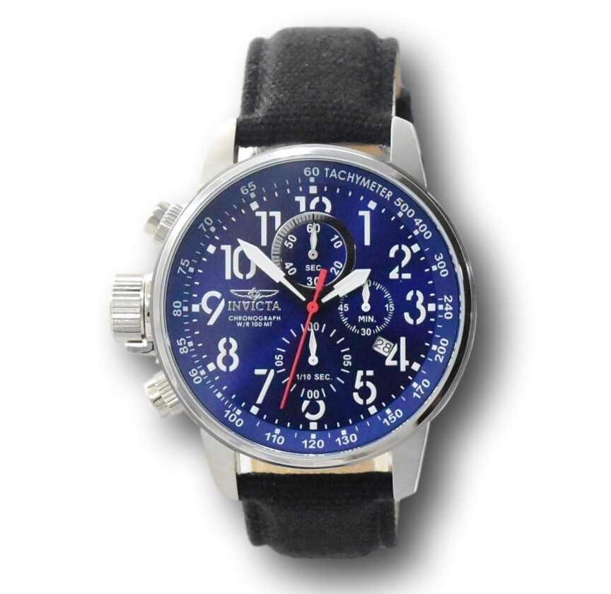 Invicta I-Force Men’s 46mm Lefty Blue Dial Black Leather Chronograph Watch 1513