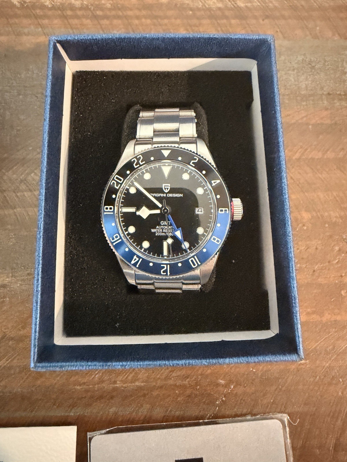 Pagani Design PD-1706 Men’s Watch Black/Blue Bezel, GMT, USA
