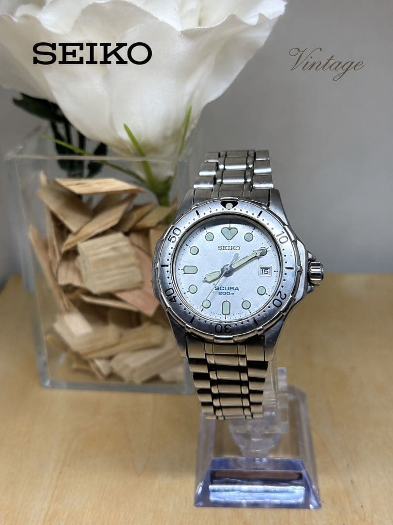 Seiko Scuba 200m Quartz Stainless Steel White Dial Diver Watch