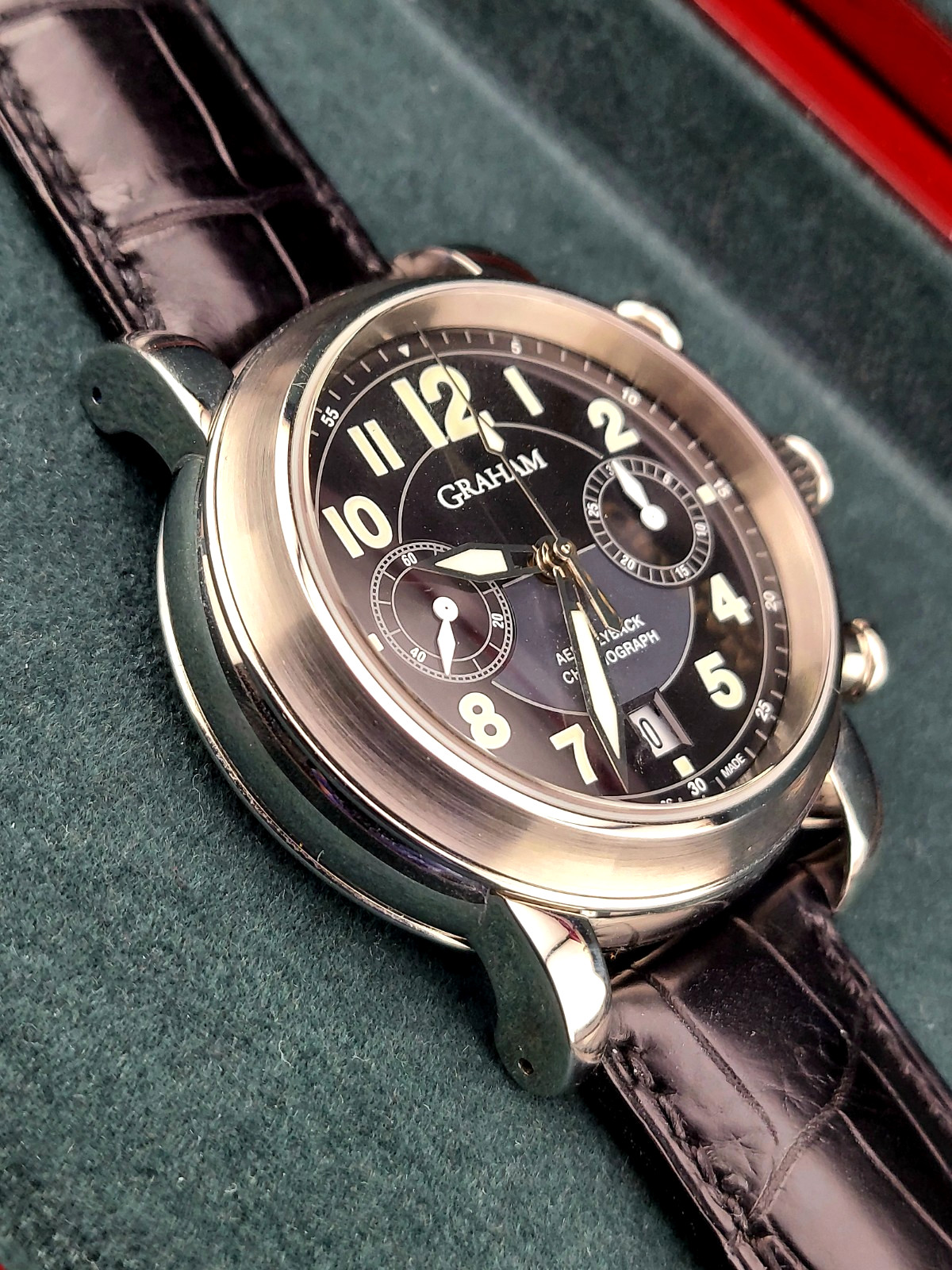 New Unworn Graham Aero Flyback Men’s Swiss Chronograph Watch Full Set Box Papers