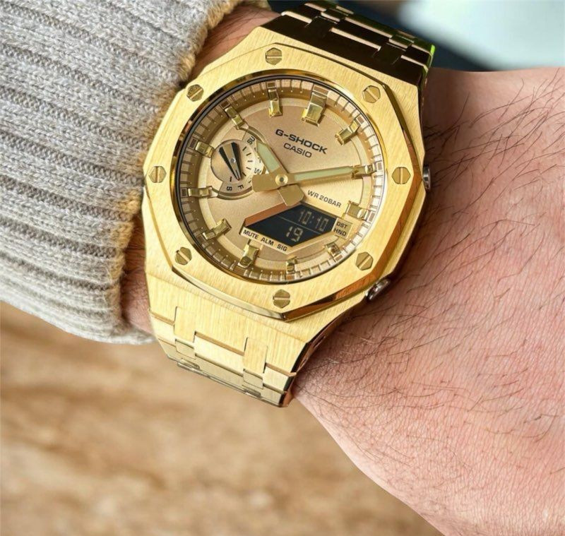 New Casio G-Shock Gold Color GA2100 All Yellow Gold custom MOD