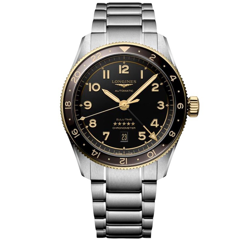 NEW Longines New Spirit Zulu Time 42mm GMT 18kt Bezel Men’s Watch L38125536