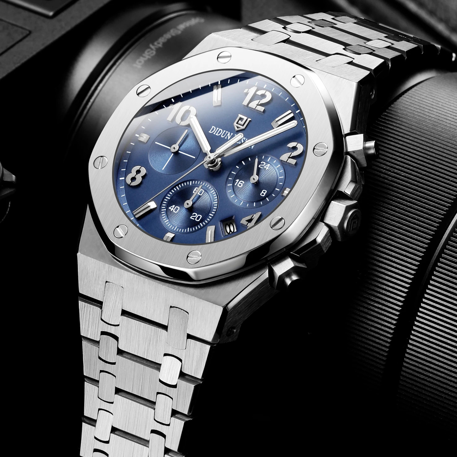 Men’s Luxury Steel Quartz Watch Digital Chronograph Sports 30M Waterproof