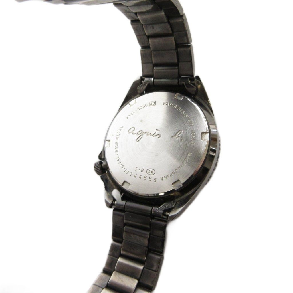 Agnes b V742-8060 Women Quartz Working Black Red Dial Japan Collectible Watch