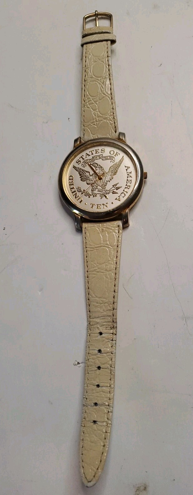 United States Of America Watch Women Gold Tone Gold Dial Ten ~New Battery~