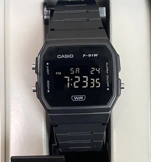 Casio F-91w mod Negative Display All Black Digital Watch