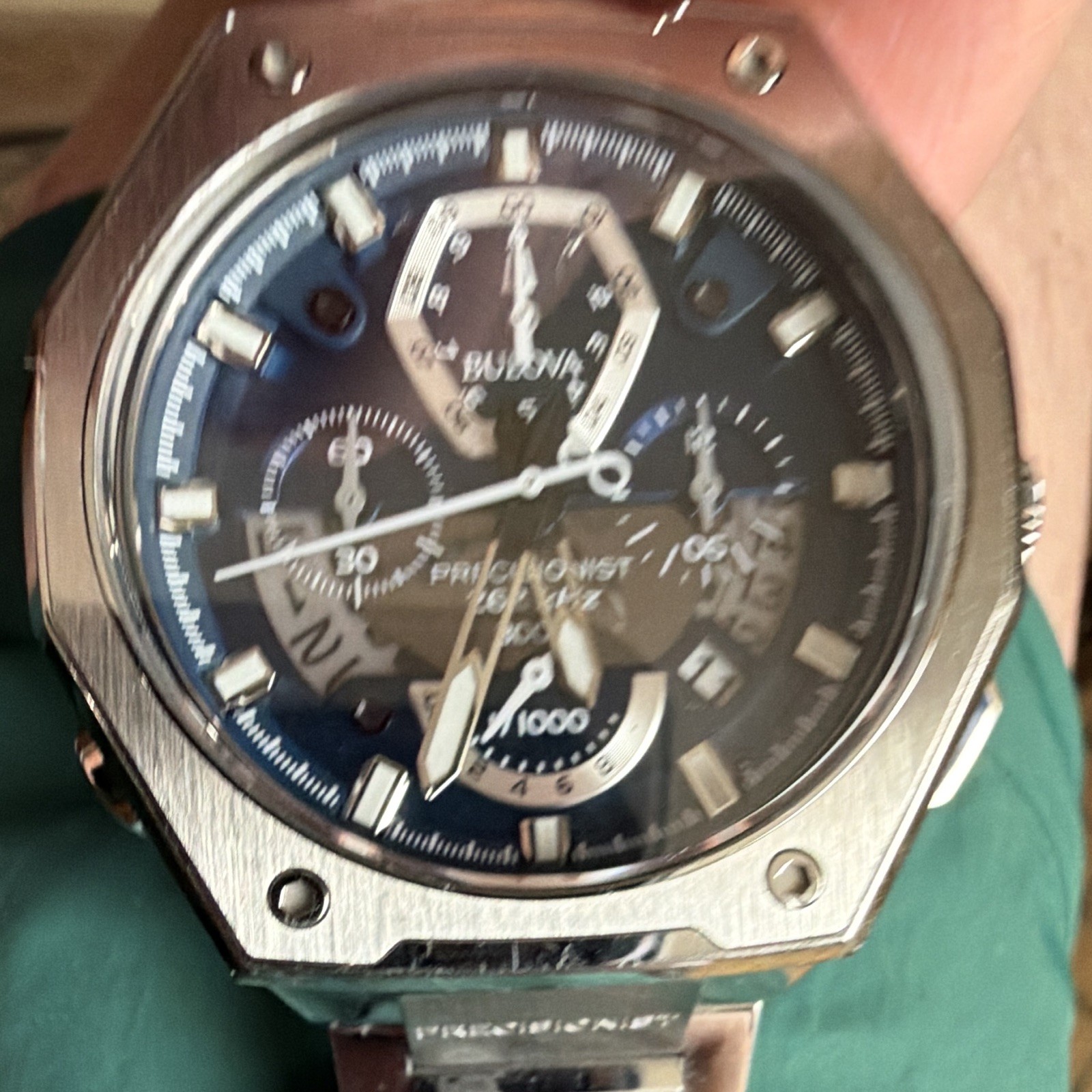 Bulova Precisionist Men’s Chronograph Watch Blue/Black Dial Silver Case 46mm