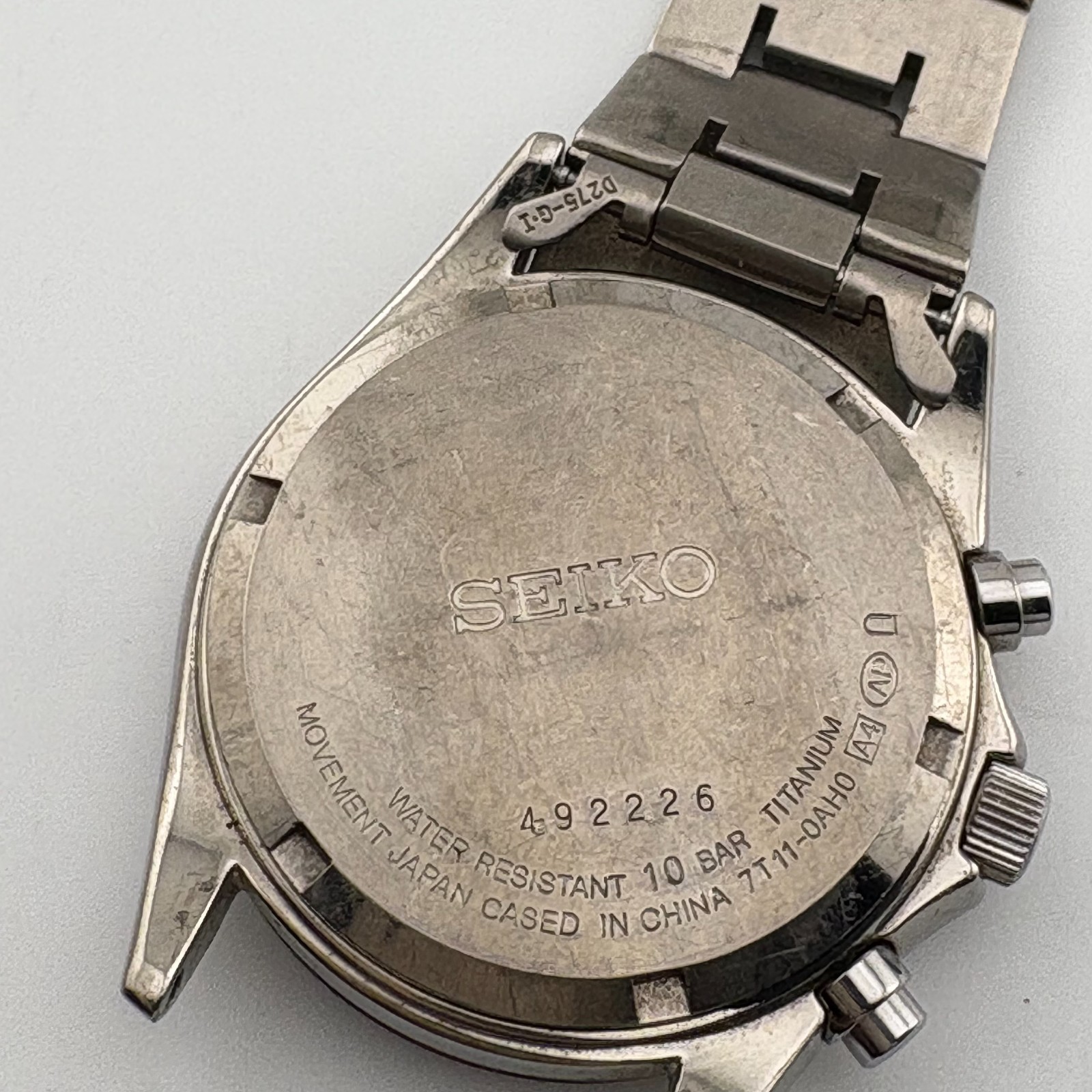 SEIKO 7T11-0AH0 Quartz Chronograph Titanium black dial band defective 35.5mm