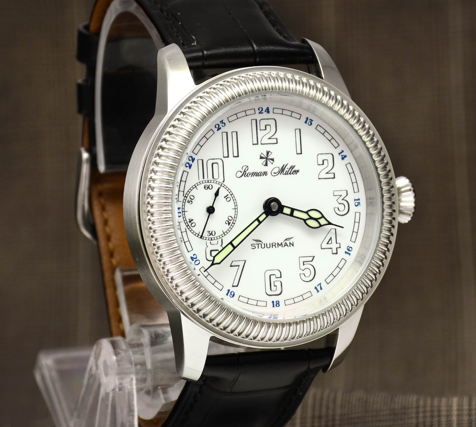 Mens Mechanical watch vintage style Navigator analog watch Roman Miller Stuurman