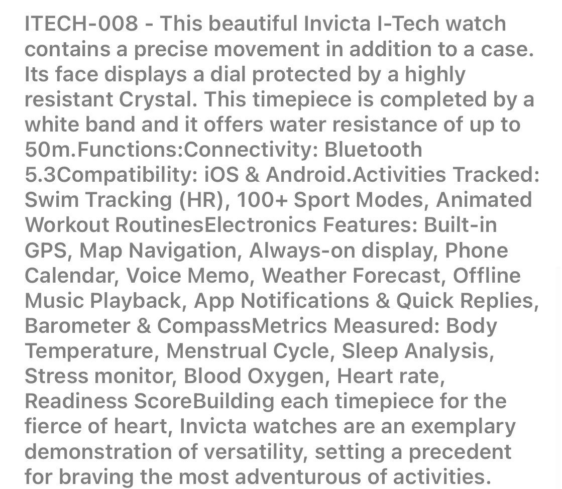 NEW Invicta I-Tech 2 Pro Unisex SmartWatch 46mm White ITECH-008 Sealed In Box