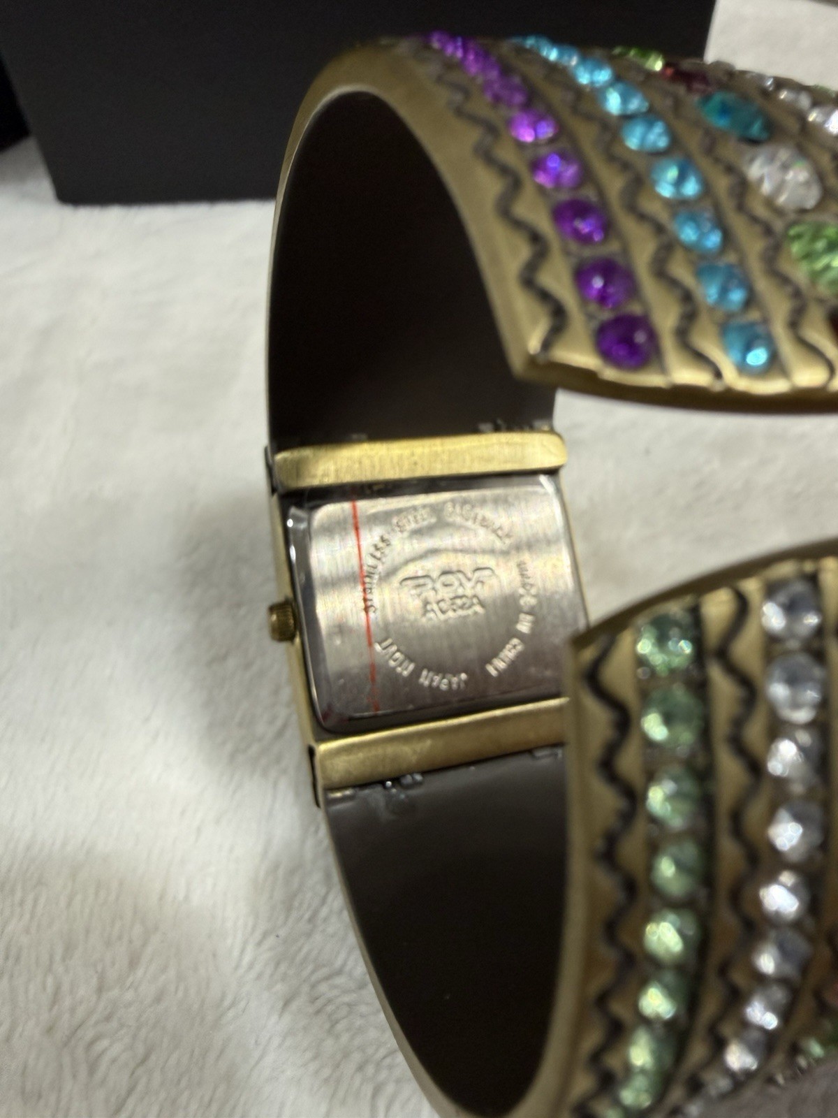 Heidi Daus Multi Color Swarovski Cuff Wristwatch Needs Battery W/PLASTIC! NIB