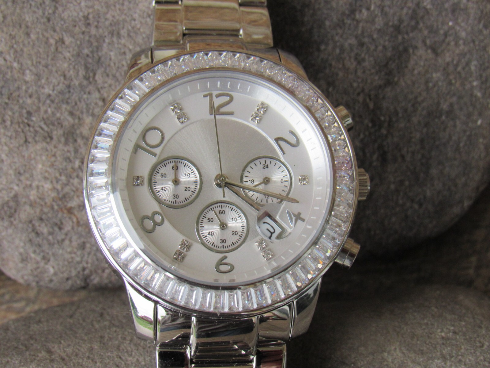 NEW SILPADA Stainless Steel Silver CZ Baguettes Finishing Touch Watch T2956 2956