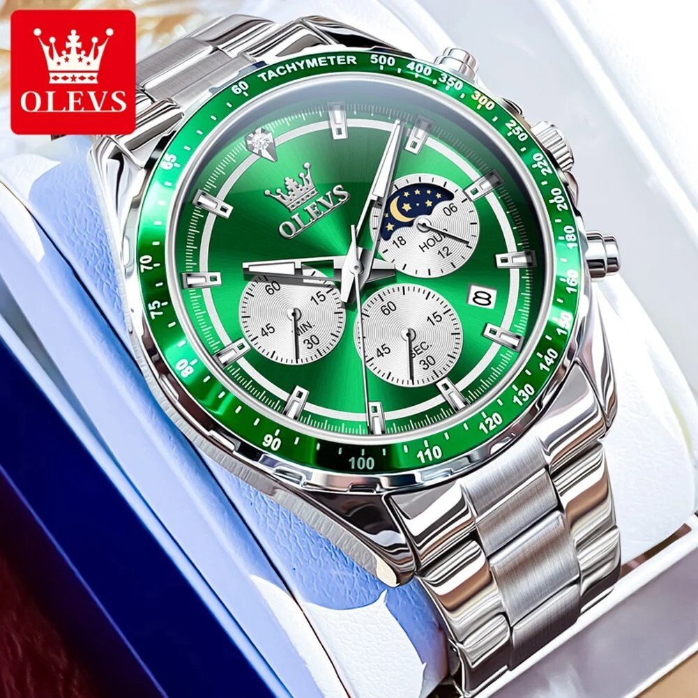 Waterproof Watch Quartz Men’s OLEVS Luminous Luxury Men Stainless Steel Strap
