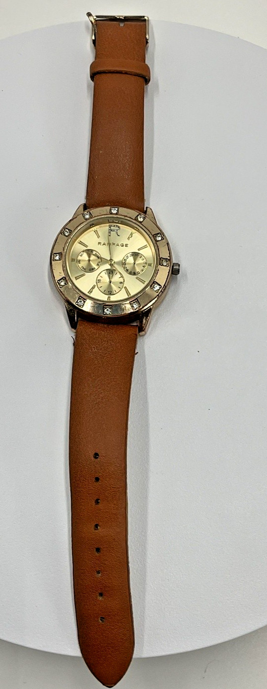 Rampage Women’s Gold-Tone Watch Brown Leather Strap