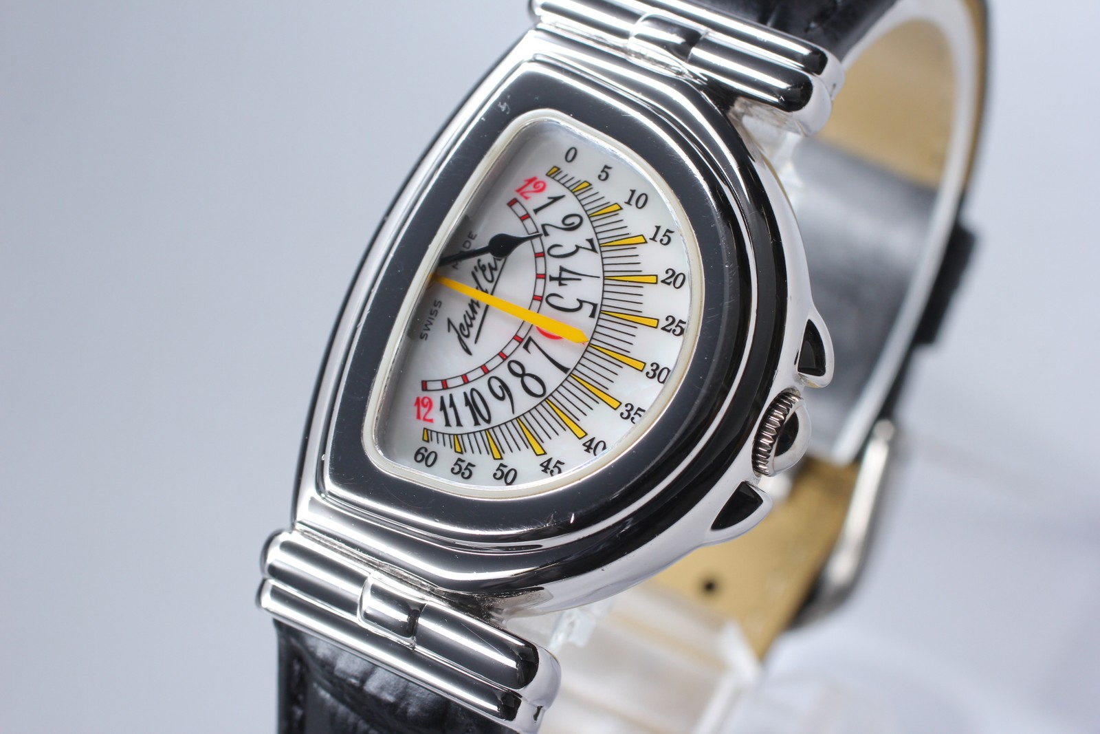 Vintage [Exc+5] Jean d’eve Sectana Silver 24mm Yellow Women’s Quartz Watch JAPAN