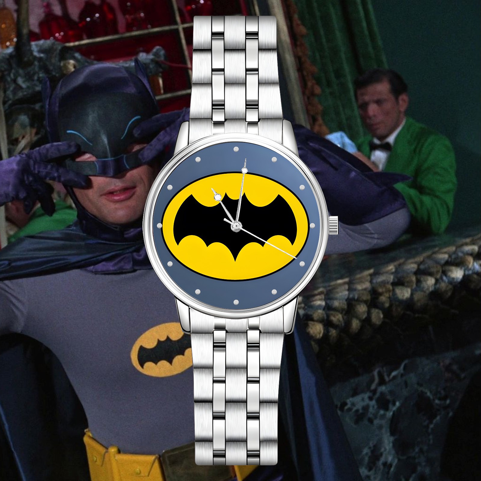Batman 1966 Bat Symbol Engraved Wristwatch