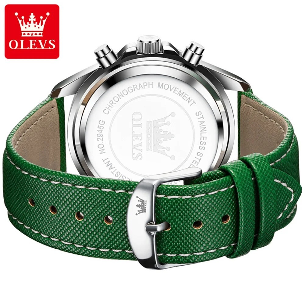 Waterproof Quartz Watch Men’s OLEVS Luminous Luxury Leather Men Business Strap