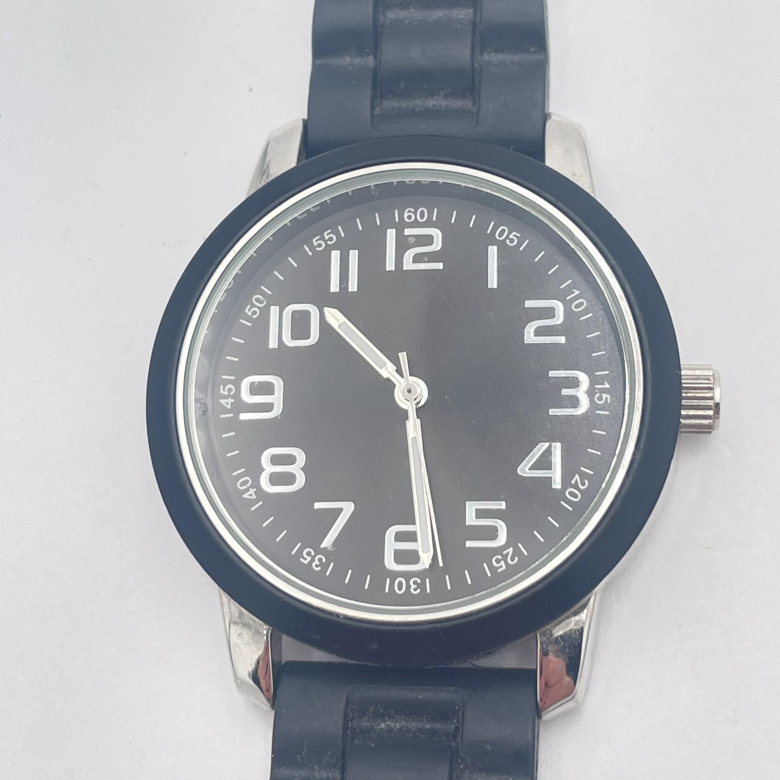 Xhilaration Watch Black Silicone Band Stainless Steel Back Japan Movement Unisex