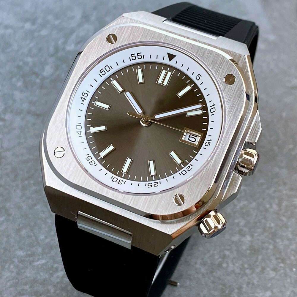 Square 42mm Tandorio Gray Dial NH35A GMT Date Automatic Watch Mens Watch