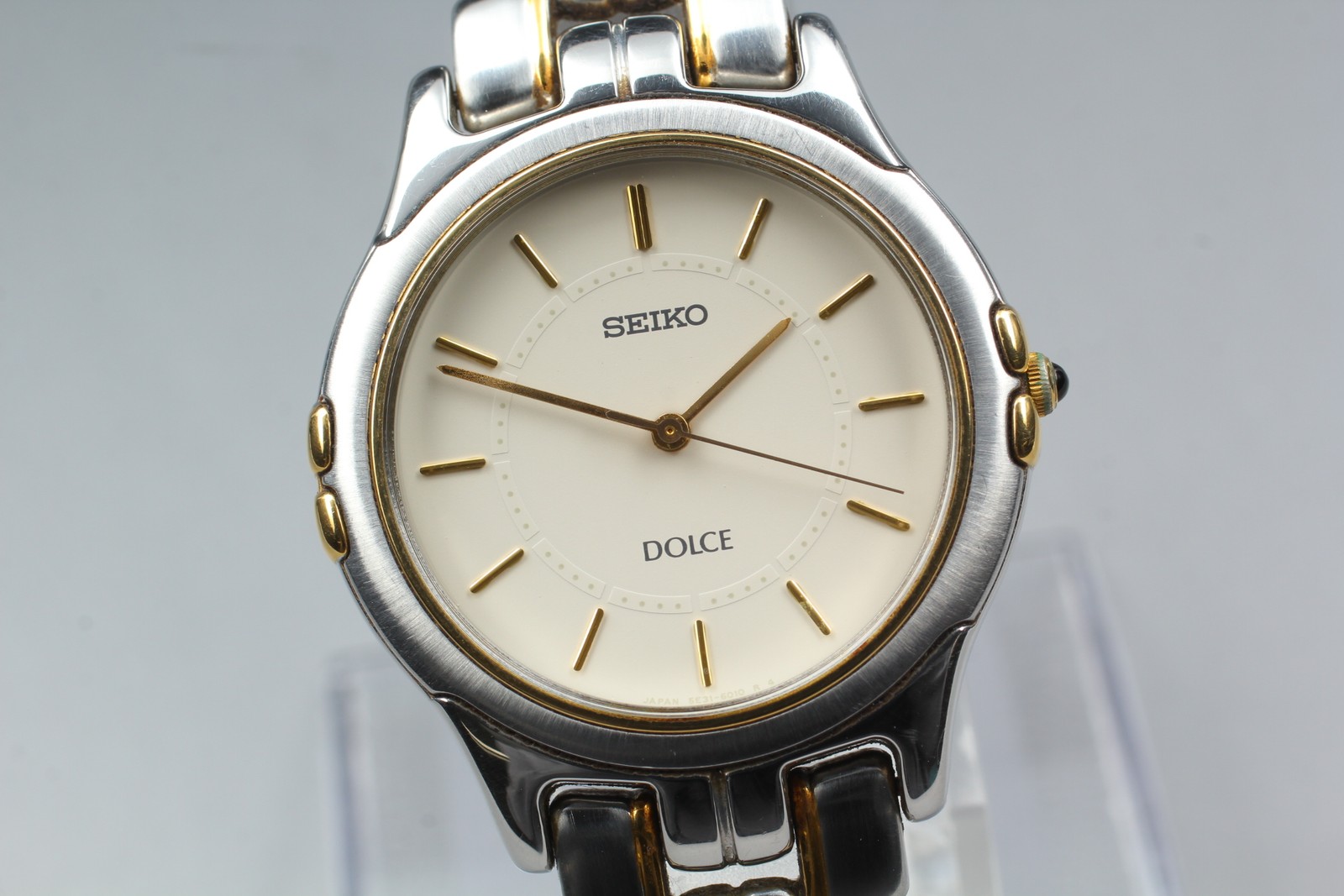 Vintage 1995 [N MINT] Seiko Dolce 5E31-600A Silver Round 33mm Quartz Men’s Watch