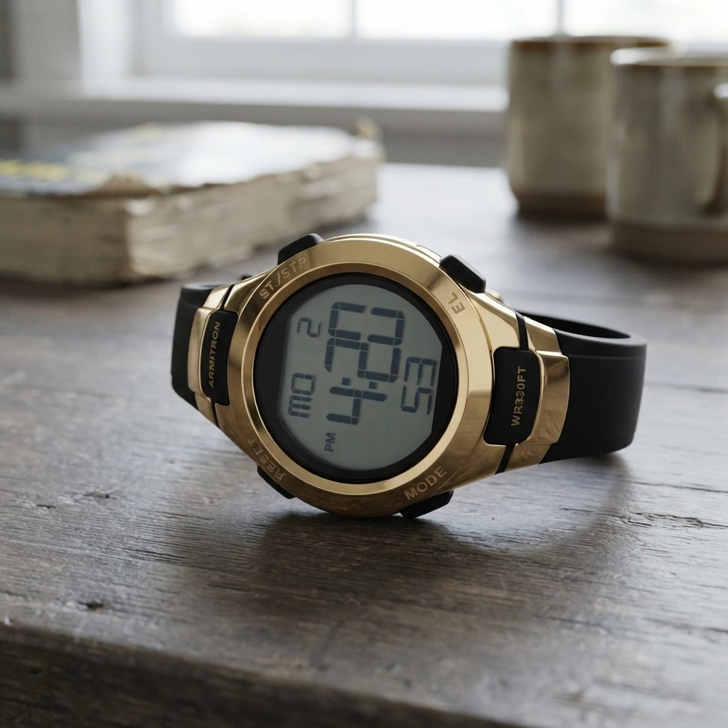 Modern Women’s 100m Water Resistant Digital Chronograph Watch with Resin Strap